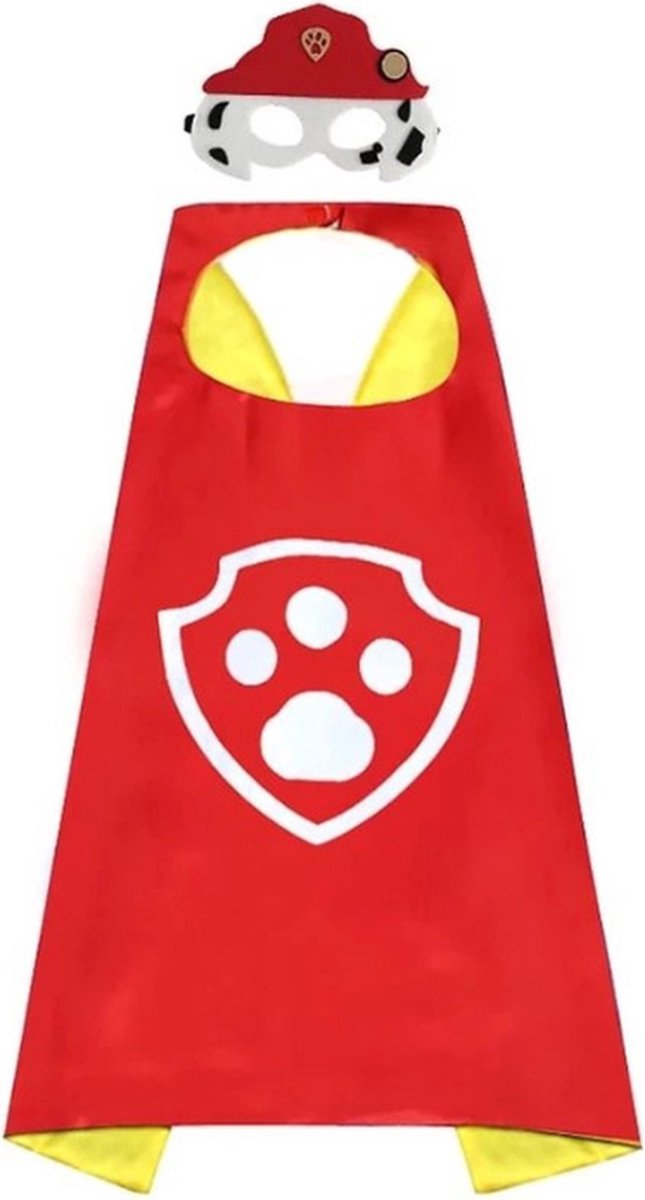 Paw Patrouille Verkleedkleding Marshall Rood - Cape en Masker - Brandweer Kostuum - Carnaval - Verkleedpak Kind - High Way Patrol - Verkleedkleren Jongen Meisje - Pak - Halloween - Verkleden - Kinderfeestje - Cadeau - Mega Pups - Superheld - Omkleden